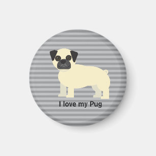 Imã Eu amo meu Pug Gray Lined