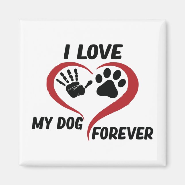 Imã Eu amo meu travesseiro decorativo de cachorro (Frente)
