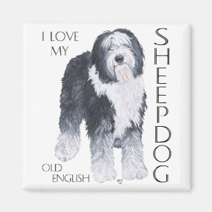 Imã Eu Amo Meu Velho Cão de Pastoreio Inglês