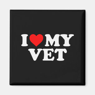 Imã Eu Amo Meu Veterinário - Coração Vermelho