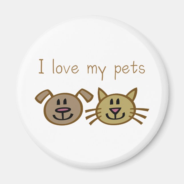 Imã Eu amo meus animais de estimação (Frente)