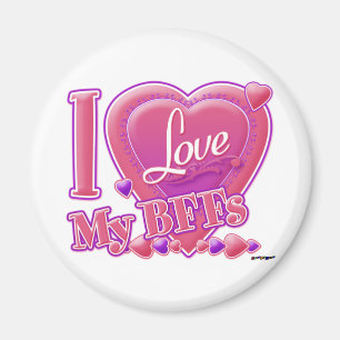 Imã Eu amo meus BFF rosa/roxo - corações