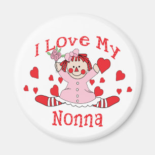 Imã Eu amo meus boneca & corações de pano de Nonna
