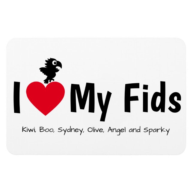 Ímã Eu Amo Meus Fids Papagaio Kids (Horizontal)