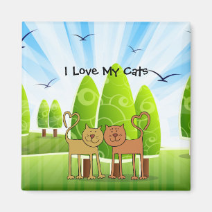 Imã "Eu Amo Meus Gatos" charmoso ímã de geladeira