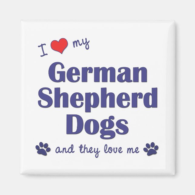 Imã Eu Amo Meus German shepherd (Muitos Cães) (Frente)