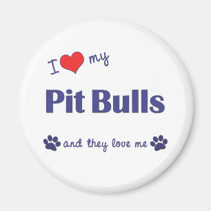 Imã Eu amo meus pitbull (os cães múltiplos)