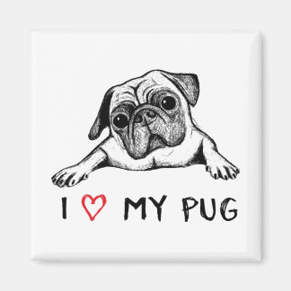 Imã Eu amo meus Pug Magnets
