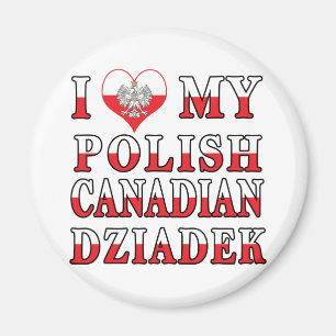 Imã Eu Amo Minha Bandeja Polonesa Canadiana Dziadek