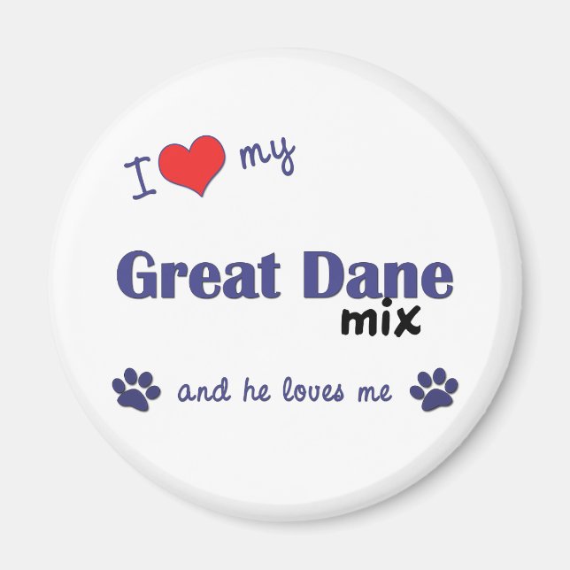 Imã Eu Amo Minha Grande Mistura De Dane (Cachorro Masc (Frente)