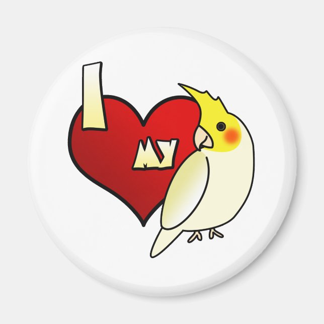 Imã Eu amo minha Lutino Cockatiel (Frente)