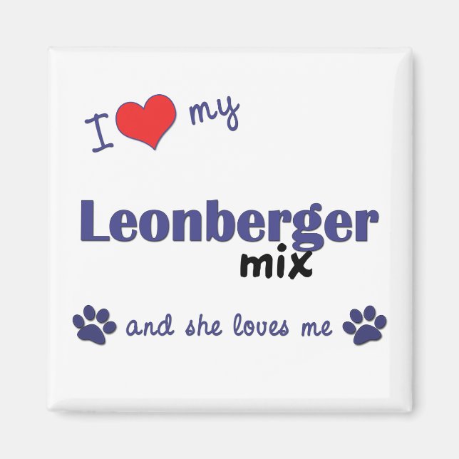 Imã Eu Amo Minha Mix Leonberger (Cachorro Feminino) (Frente)