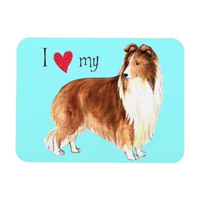 Ímã Eu amo minha Sheltie (Horizontal)