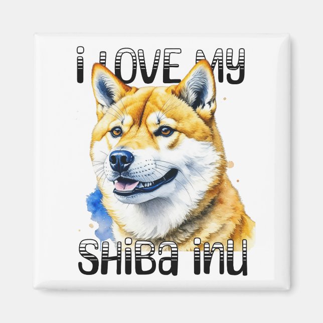 Imã Eu Amo Minha Shiba Inu | Proprietário do cão (Frente)