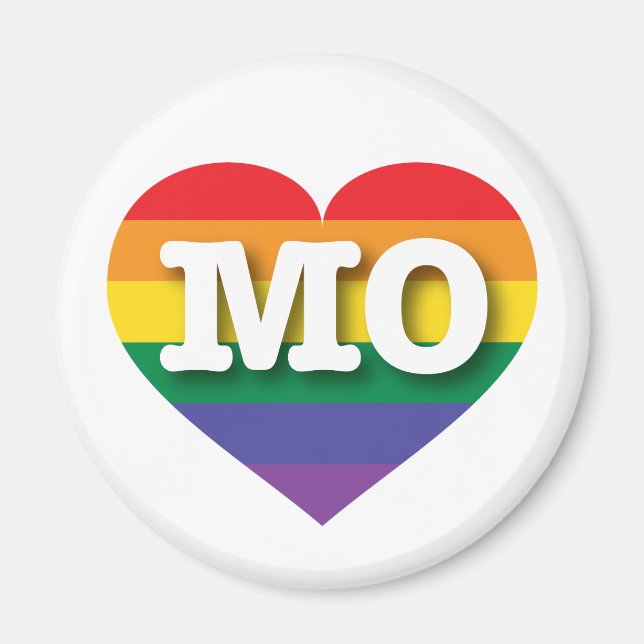Imã Eu amo Missouri Orgulho gay Rainbow Heart (Frente)