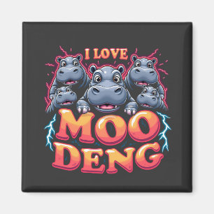 Imã Eu Amo Moo Deng Baby Hippo Amantes
