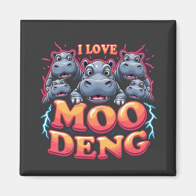Imã Eu Amo Moo Deng Baby Hippo Amantes (Frente)