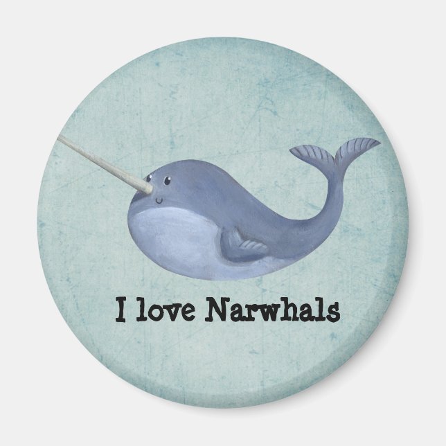 Imã Eu amo Narwhals (Frente)