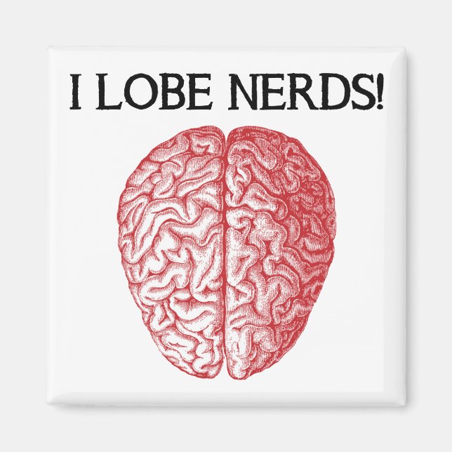 Imã Eu Amo Nerds Amo Ímã de Geladeira Divertido (Frente)