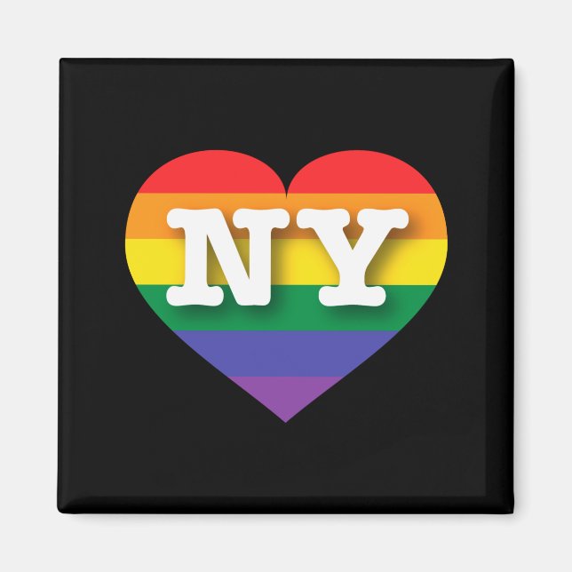 Imã Eu Amo Nova York Coração Arco-íris _1 (Frente)