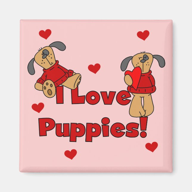 Imã Eu amo o camiseta e os presentes dos filhotes de (Frente)