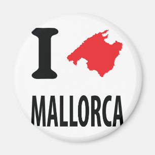 Imã Eu amo o ícone do contorno de Mallorca