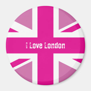 Imã Eu amo o ímã cor-de-rosa de Londres Union Jack