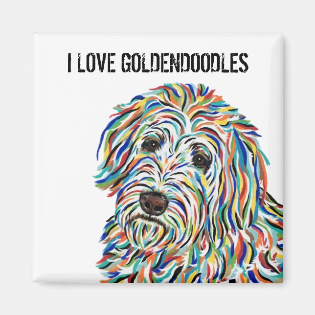 Imã Eu Amo O Magneta De Goldendoodles (Frente)