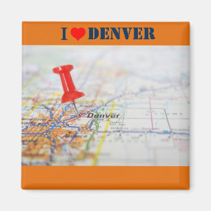 Imã Eu amo o mapa de Denver