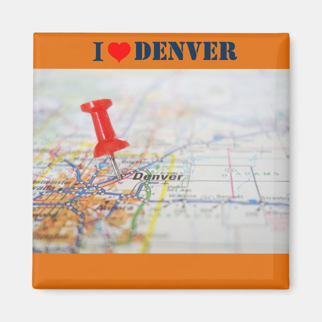 Imã Eu Amo O Mapa Do Denver (Frente)