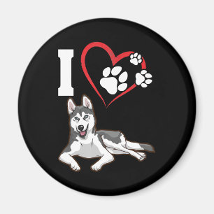 Imã Eu amo o meu cão husky siberiano Presente para