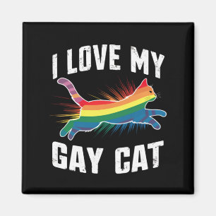 Imã Eu Amo O Meu Gay Gato Engraçado Do Arco-Íris Lgbt