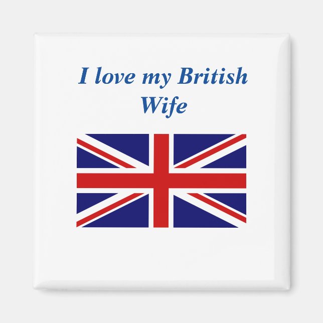 Imã Eu amo o meu Magnet de Esposa Britânico (Frente)
