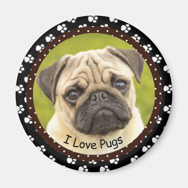 Imã Eu amo o Pugs 2 Magnet (Frente)