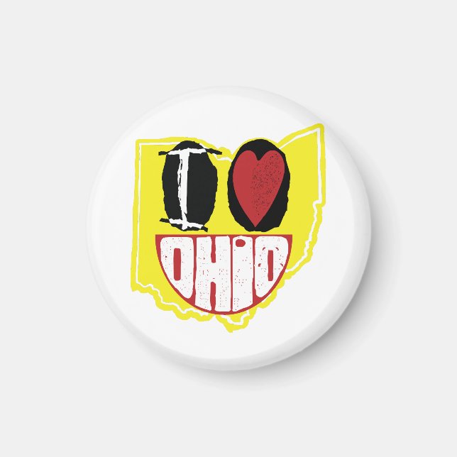 Imã Eu Amo Ohio Sorrindo De Rosto Feliz (Frente)