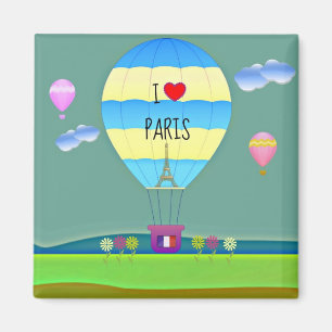 Imã Eu Amo Paris, Colorido Balão de Ar Quente