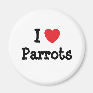 Imã Eu amo Parrots coração personalizado