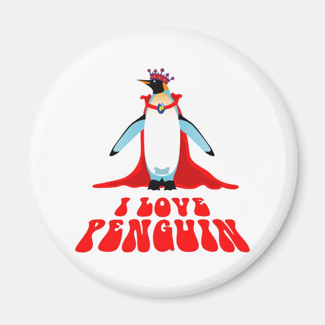 Imã Eu Amo Pinguim (Frente)