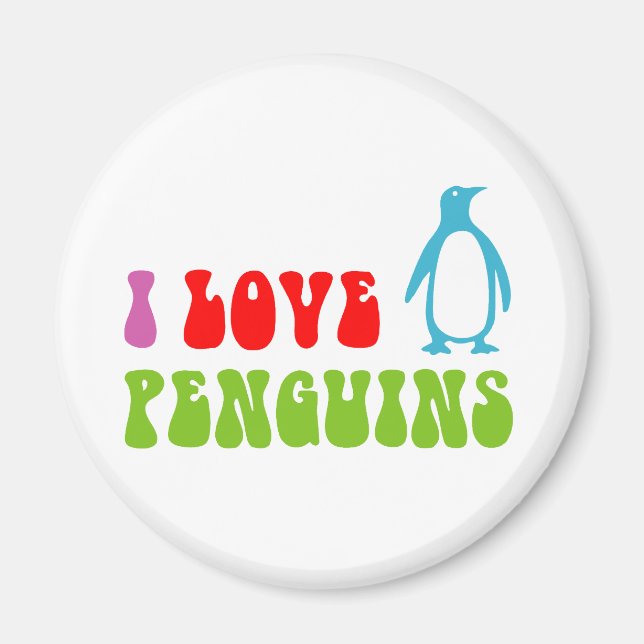 Imã Eu Amo Pinguins (Frente)