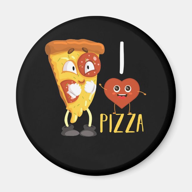 Imã Eu Amo Pizza Cuja Fatia De Pizza (Frente)