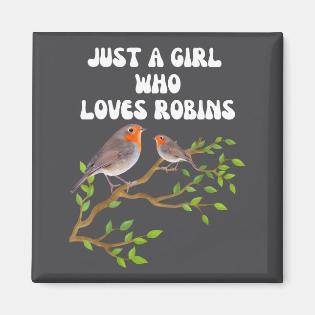Imã Eu Amo Presente Colorido Amante de Pássaros Robins (Frente)