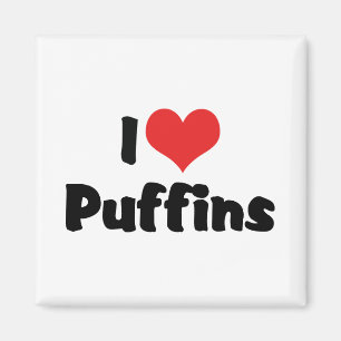 Imã Eu Amo Puffins de Coração