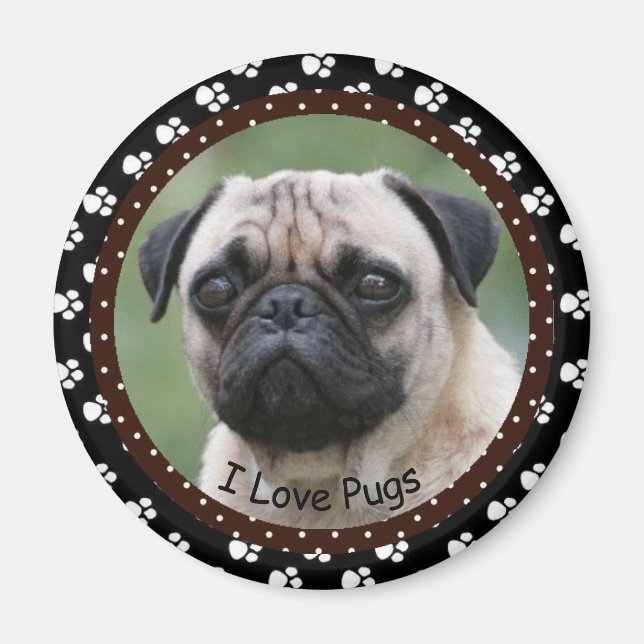 Imã Eu amo Pugs Magnet (Frente)