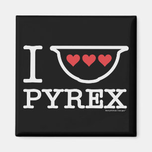 Imã Eu amo Pyrex - o recipiente com os corações