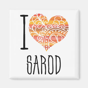 Imã Eu Amo Sarod Orange Mandala Heart