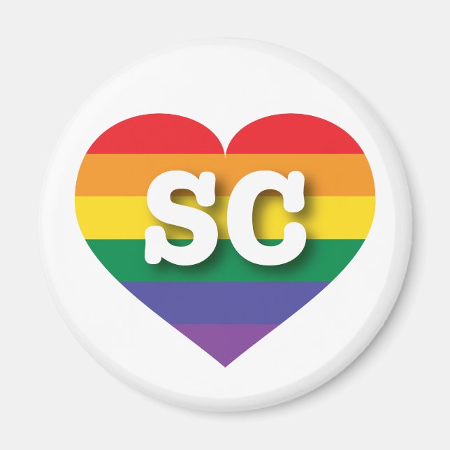 Imã Eu amo South Carolina Orgulho gay Rainbow Heart (Frente)