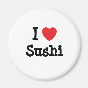 Imã Eu amo Sushi coração T-Shirt