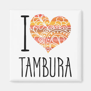Imã Eu Amo Tambura Orange Mandala Heart