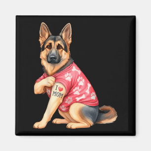 Imã Eu Amo Tatuagem de Mãe Cachorro Pastor Alemão Engr