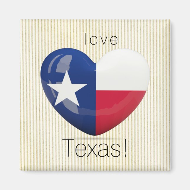 Imã Eu Amo Texas Flag Heart Cutout (Frente)